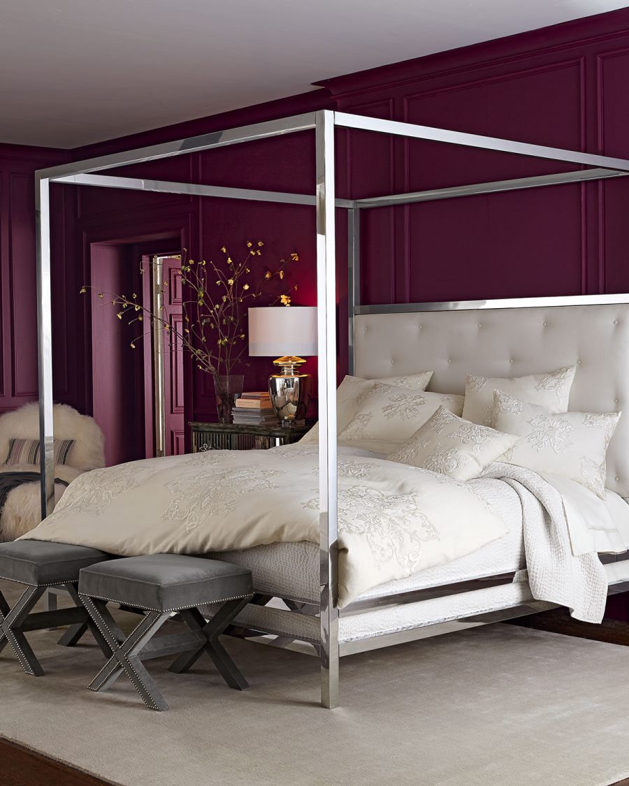 Stainless steel canopy bed from Horchow