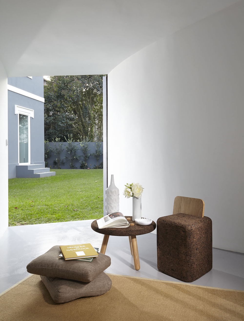 Stool and coffee table from BlackCork