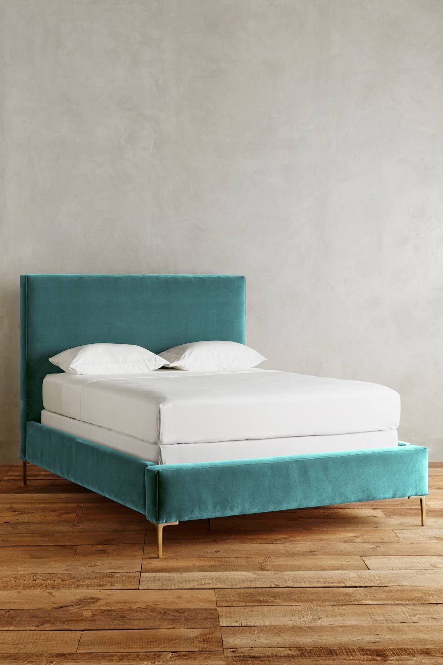 Teal velvet bed from Anthropologie