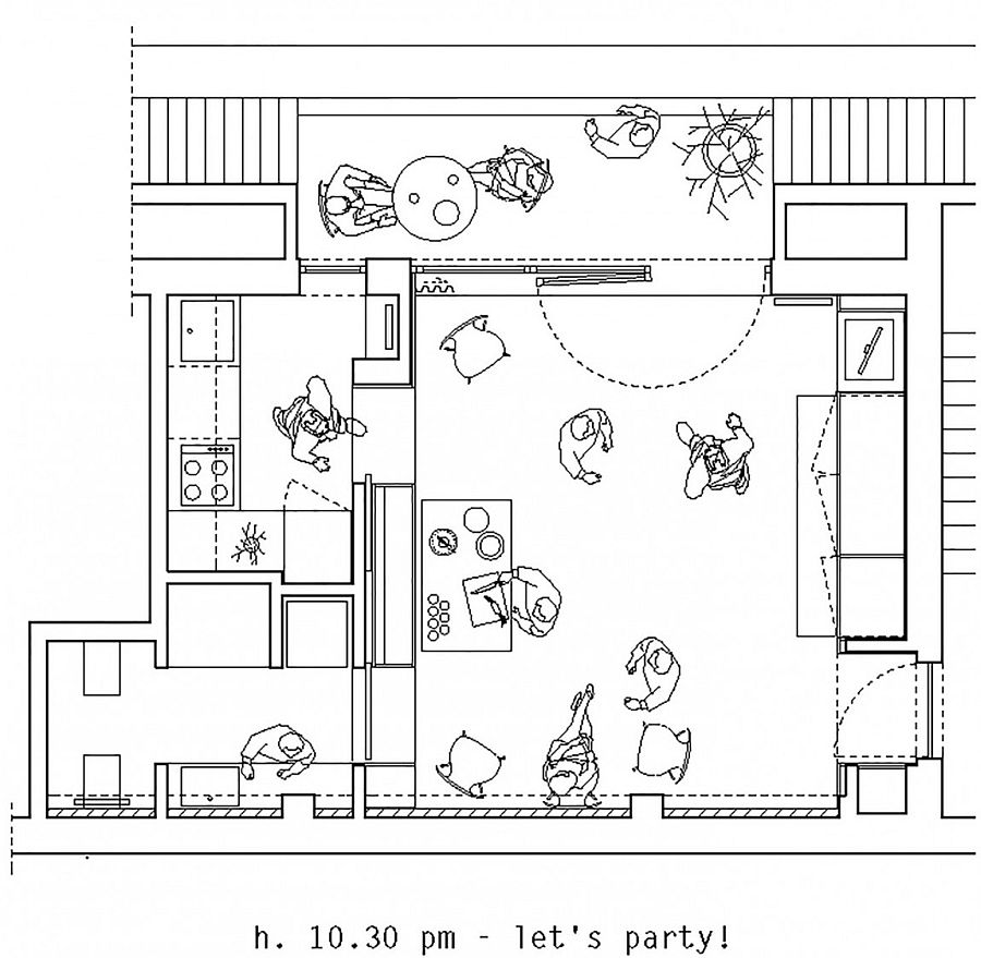 Tiny apartment adapts to host friends and guests on weekends