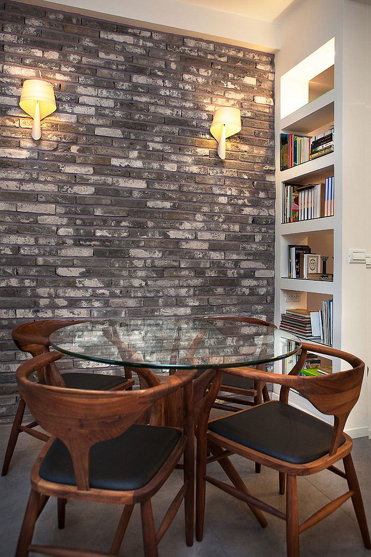 Tiny contemporary dining space of small modern apartment [Design: dana shaked interior design studio]