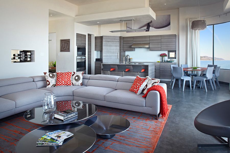 Trio of round coffee tables in black for the modern living room [From: Allen Construction / Jake Cryan Photography]