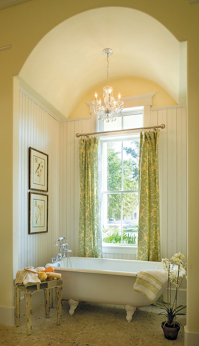 Warm and inviting bathroom seems like a relaxing personal sanctuary