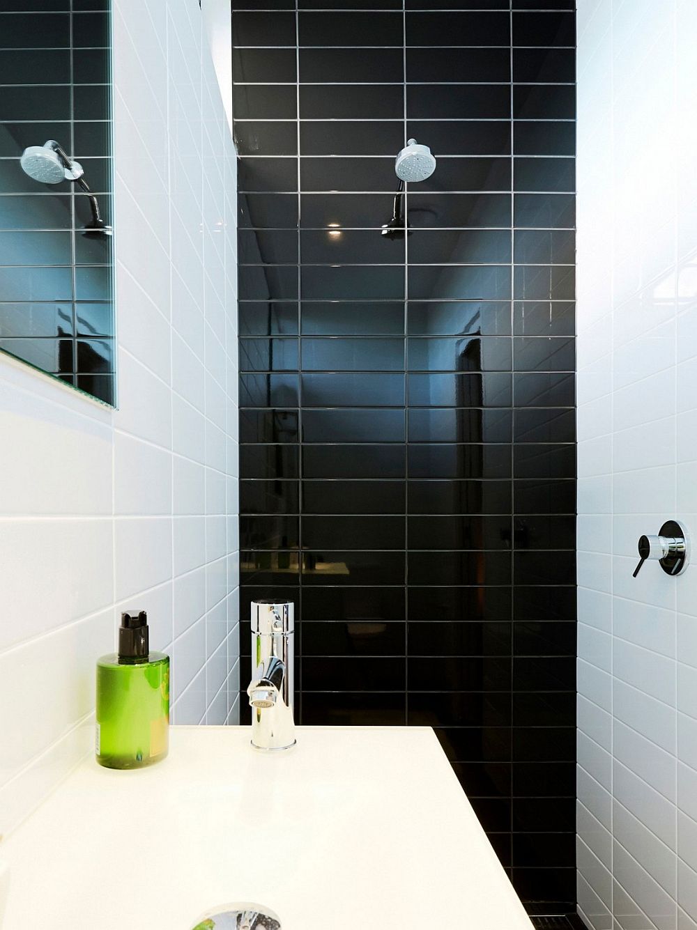 A hint of black for the small modern powder room