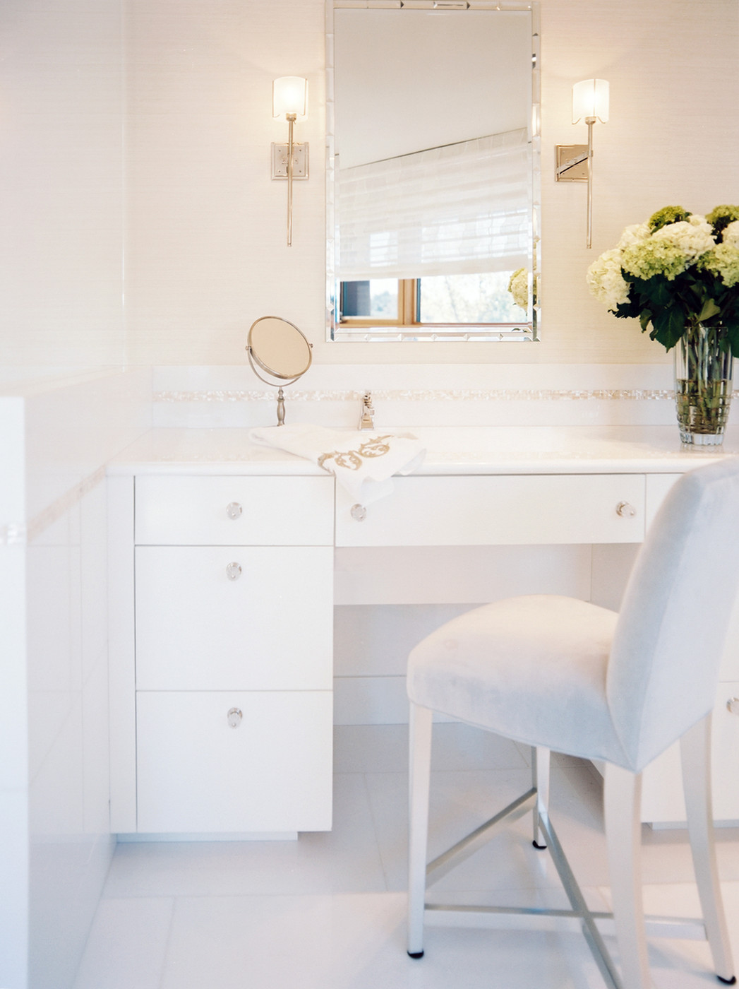 Bathroom vanity with comfy seating