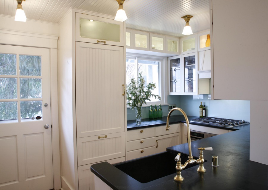 Beautifully designed kitchen with brass accents