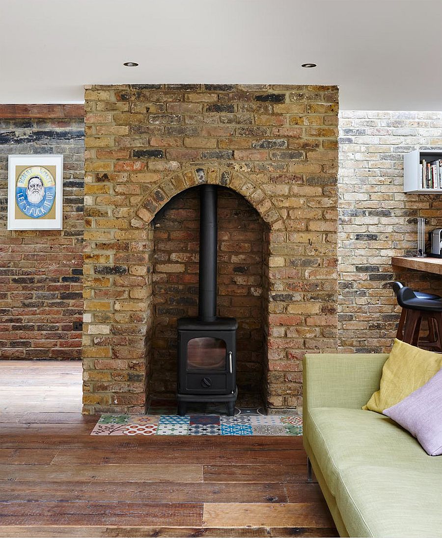 Brick firelace feature of the 80s London home