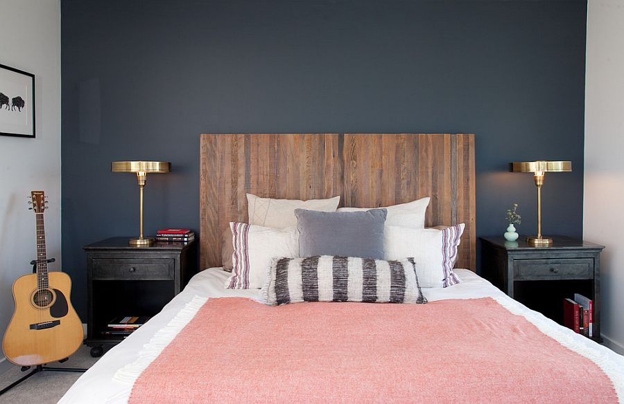 Clean modern bedroom with table lamps that usher in the metallic magic!