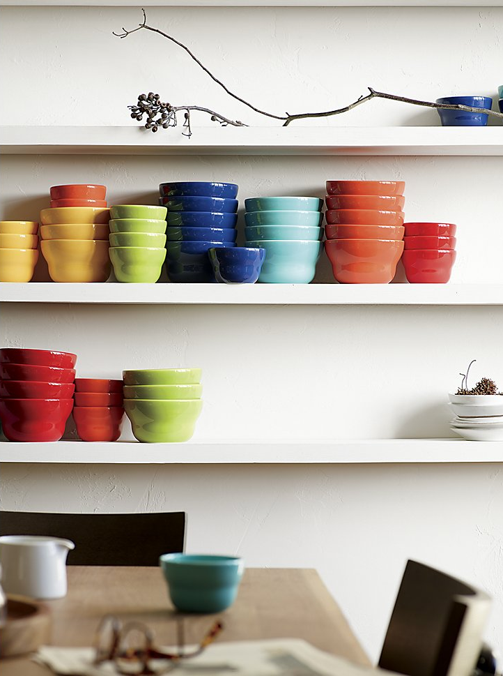 Colorful earthenware bowls from Crate & Barrel