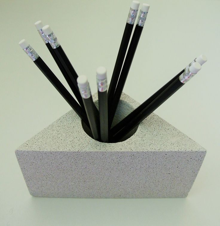Concrete pencil holder