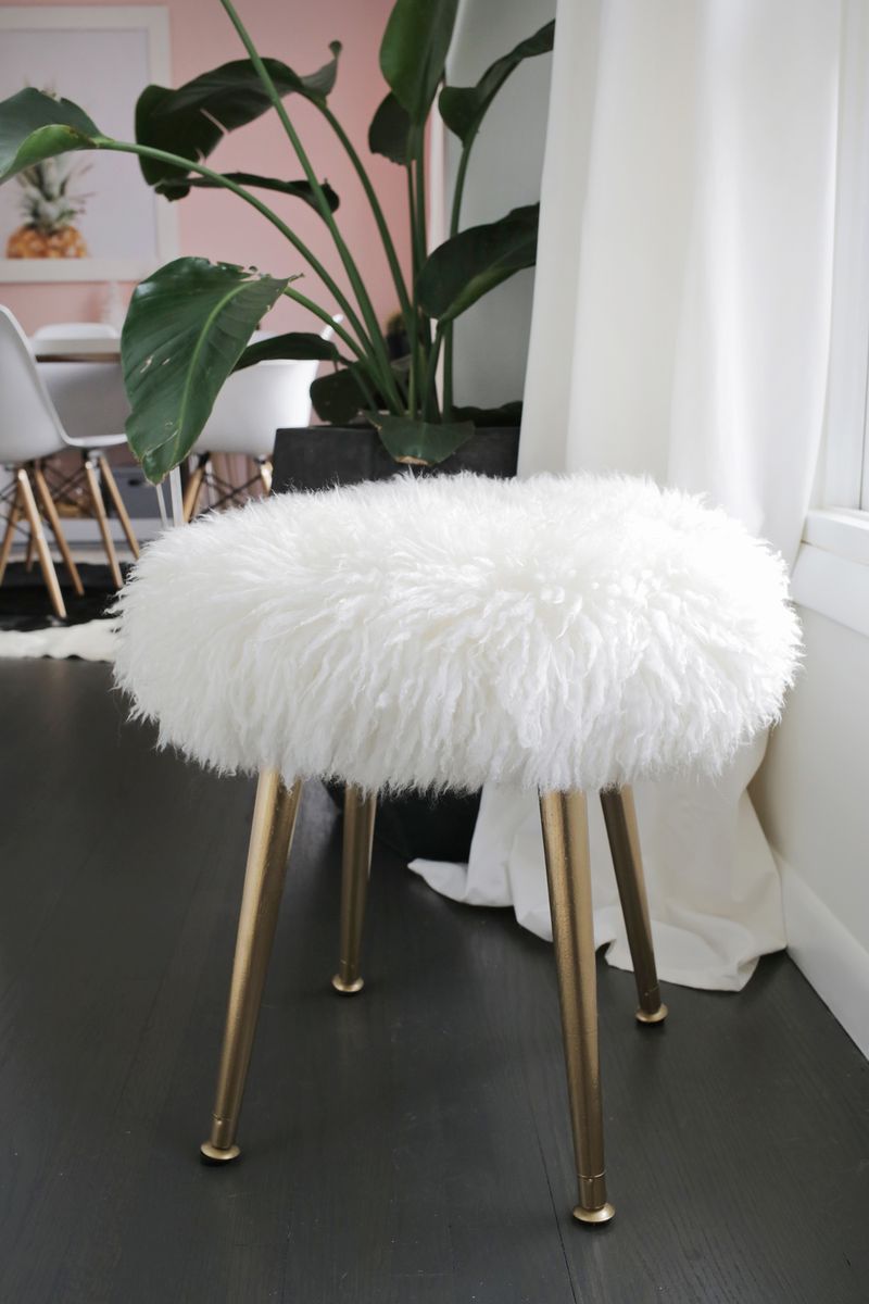 DIY furry stool from A Beautiful Mess