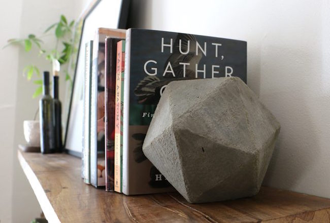 DIY geometric concrete bookends