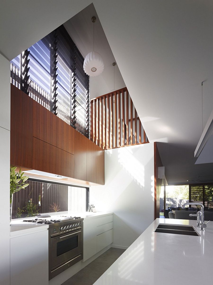 Design of the kitchen allows a flood of natural light indoors