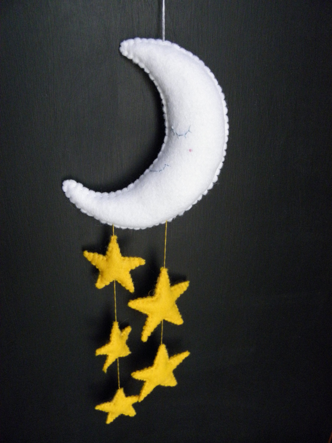 Dreamy felt moon and star mobile