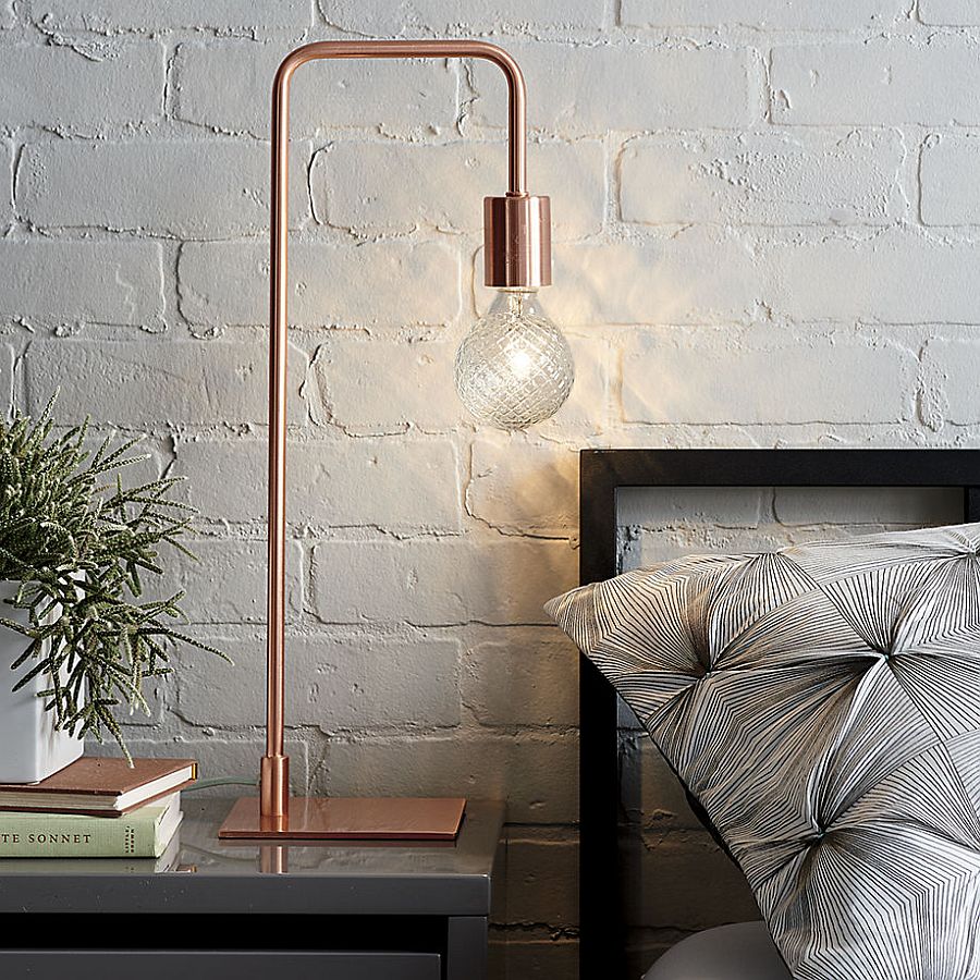 grey and copper table lamp