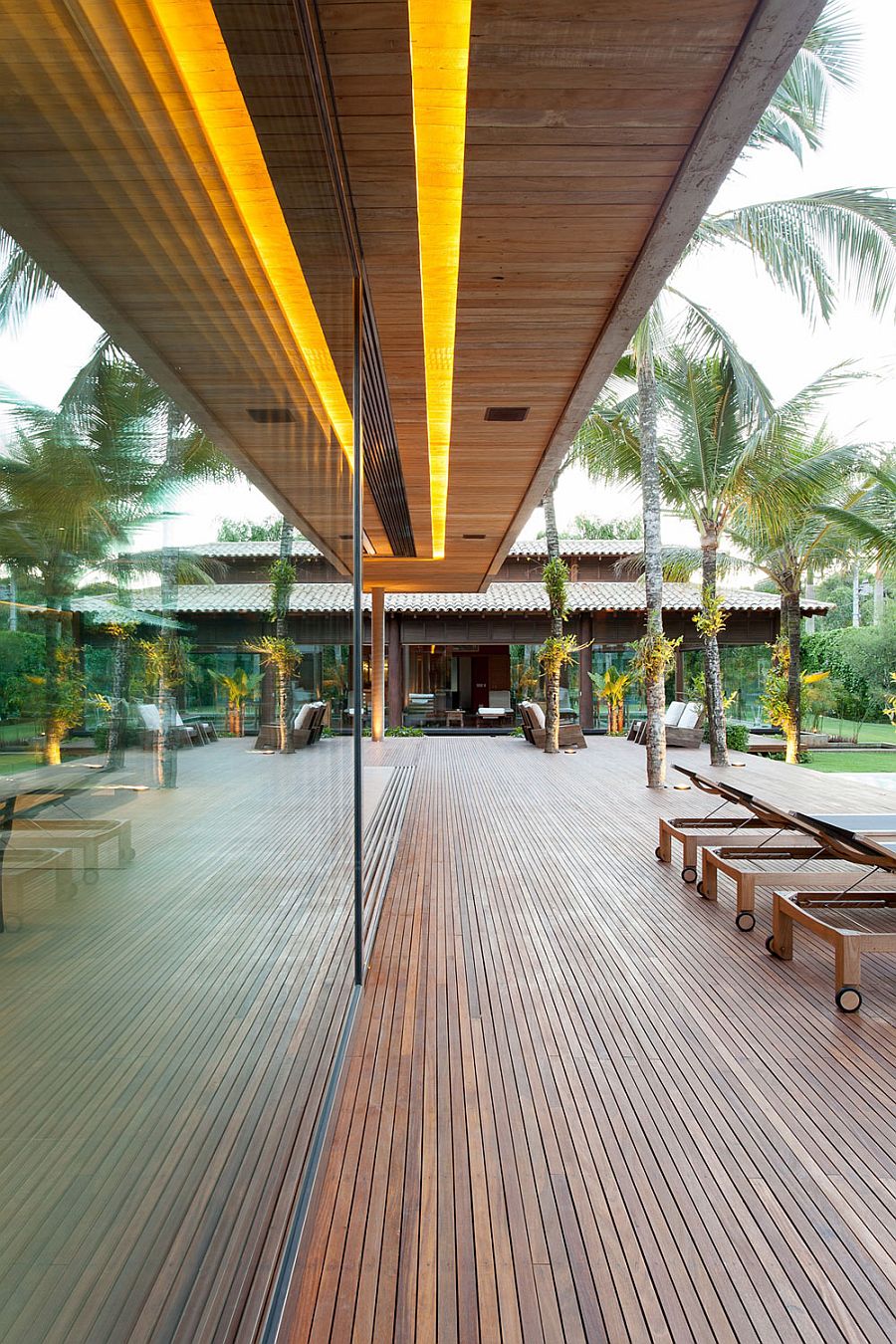 Fabulous use of timber and lighting creates a relaxing and grand pavilion