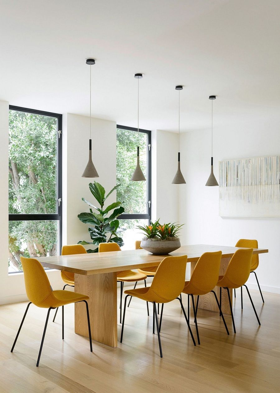 Formal dining room with large wooden table