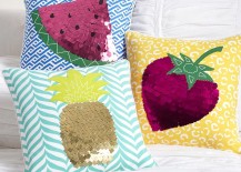 Fruit themed pillow covers from PB Teen 217x155 Teen Bedroom Ideas Featuring Top Decor Trends