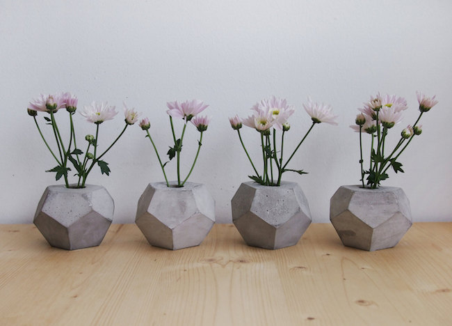 Geometric concrete flower vases