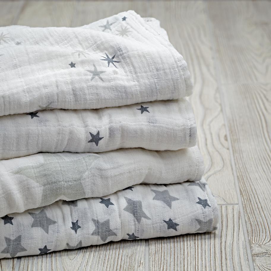 Grey star swaddling blankets from Aden & Anais