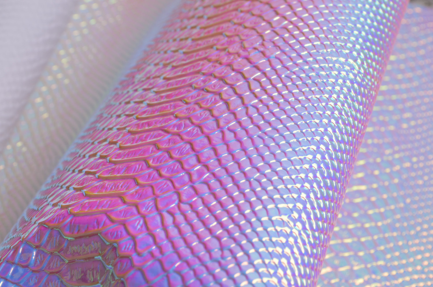 Holographic faux leather fabric from Etsy shop BransTak