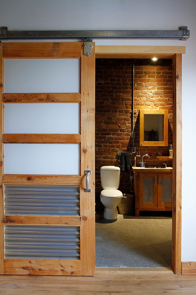 Industrial bathroom combines several different textures [From: Studio MMA / Esther Hershcovic]