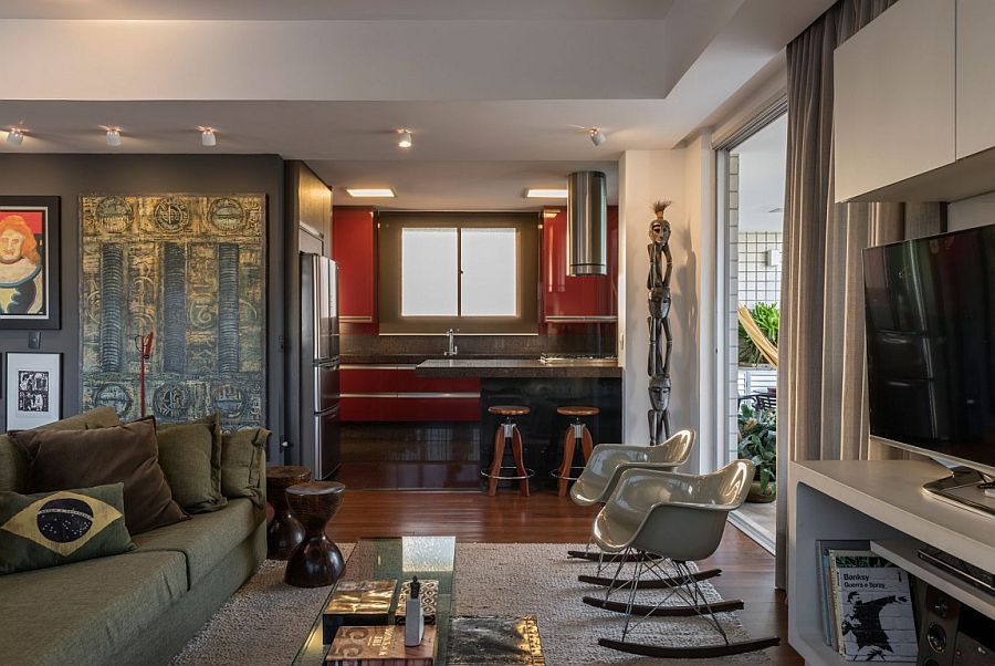 Kitchen brings a pop of red to the new living area