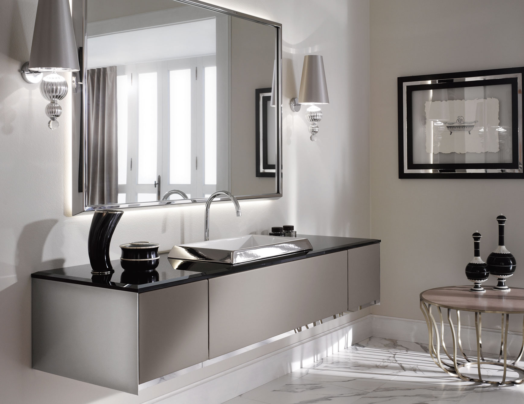 Upscale Bathroom Vanity With Tower Storage