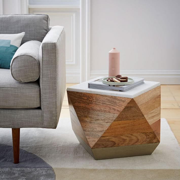 Metal, wood and marble table from West Elm