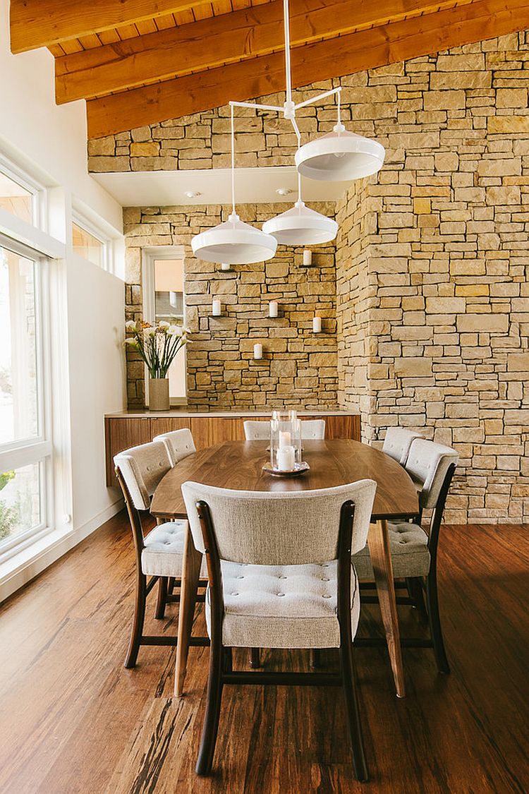 Midcentury dining room has a cheerful, modern ambiance