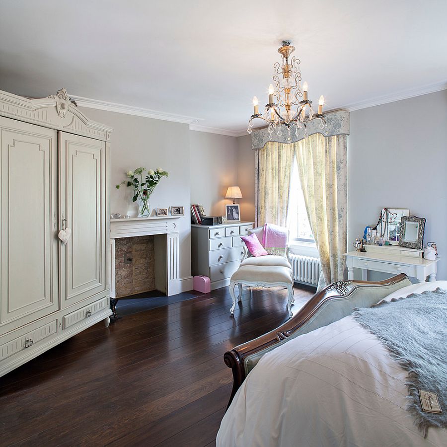 Modern Victorian bedroom in London