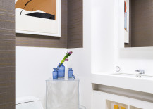 Modern bathroom with bright accents 217x155 Bring Living Room Style to Your Powder Room