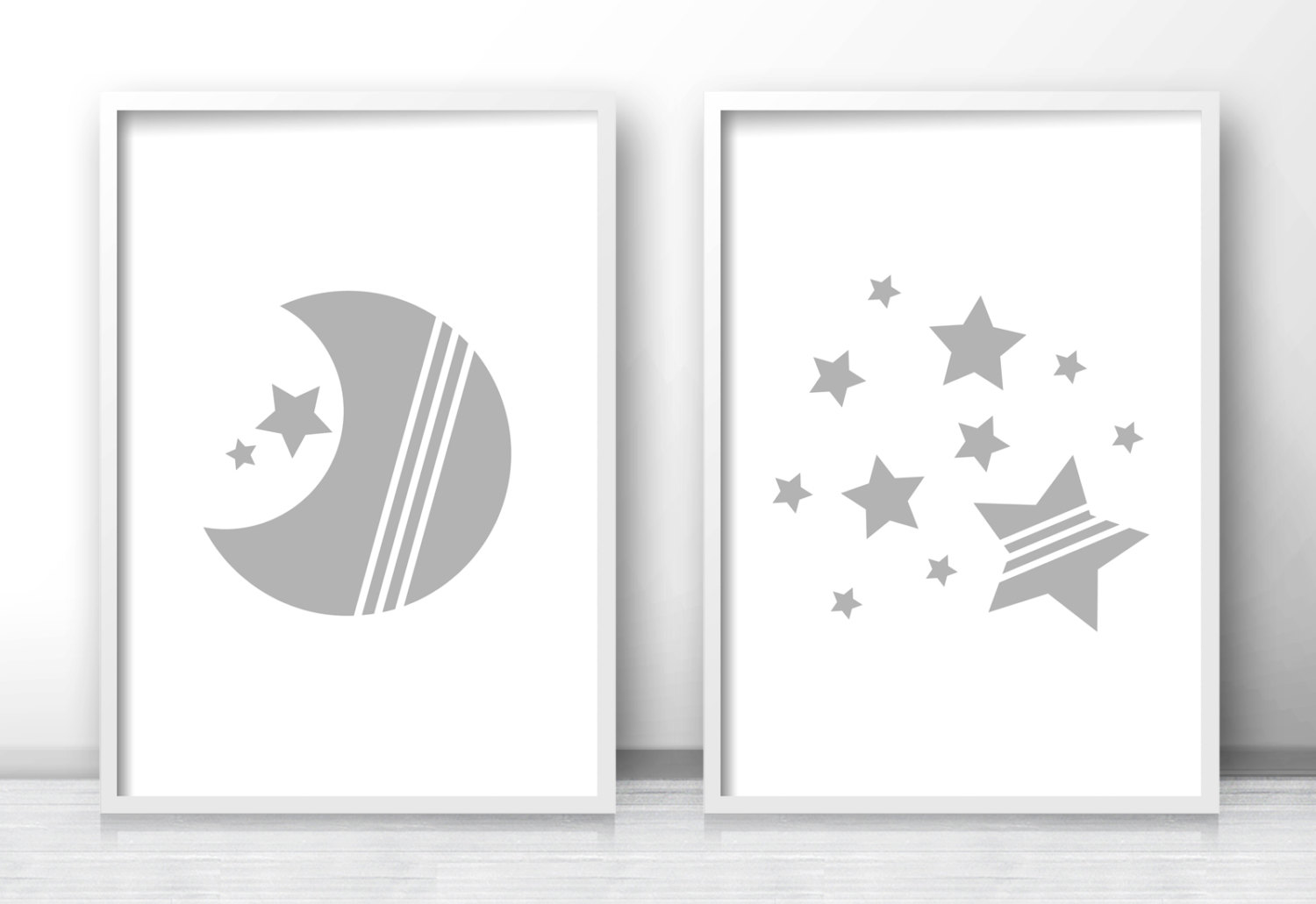 Moon and star nursery prints