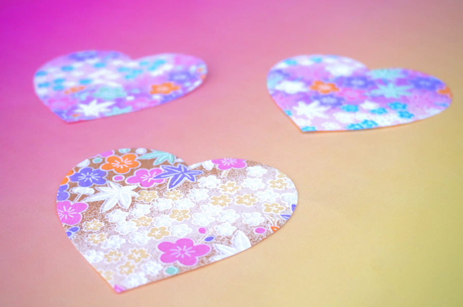 Origami paper hearts