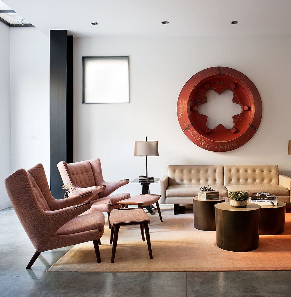 Papa Bear chairs and ottomans by Hans Wagner in the cool living space