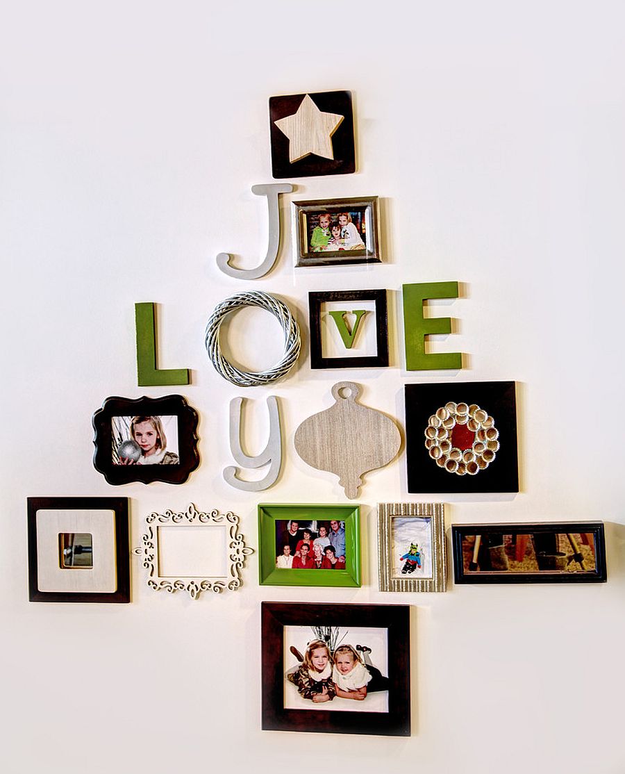 Relive those lovely moments beyond the holiday season with a family photo wall