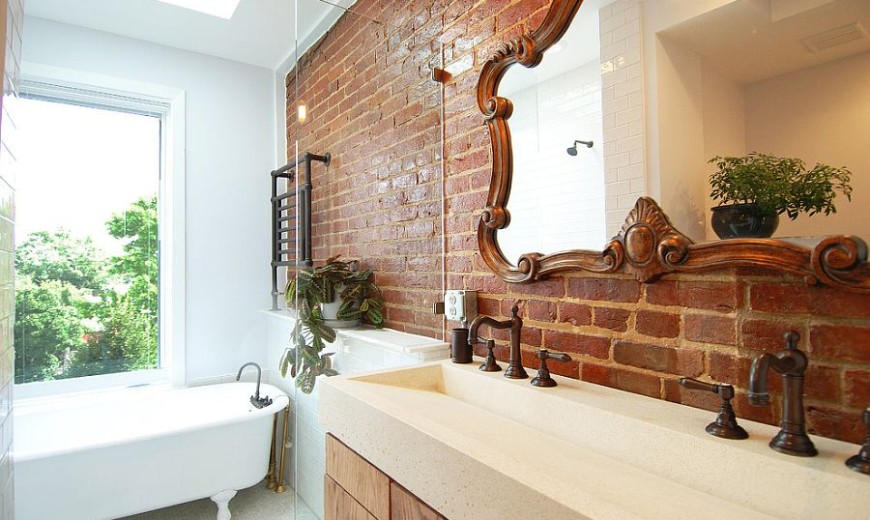 Rugged and Ravishing: 25 Bathrooms with Brick Walls
