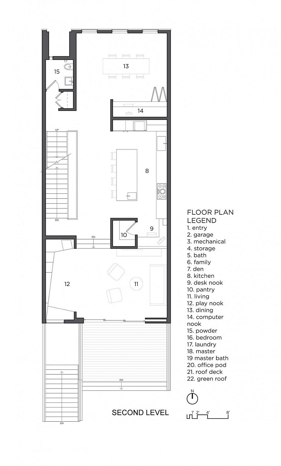 Second level floor plan of the house