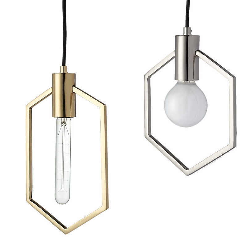 Silver and gold geo pendant lamps from CB2