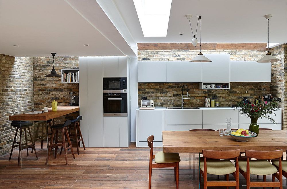 Skylight brings light into the revamped dining room and kitchen