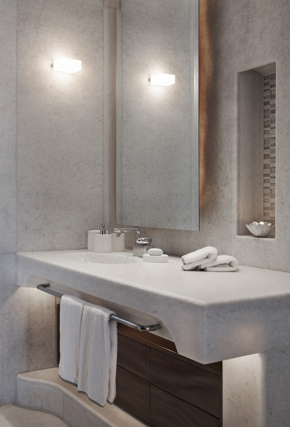 Sleek bathroom vanity that blends seamlessly with the space