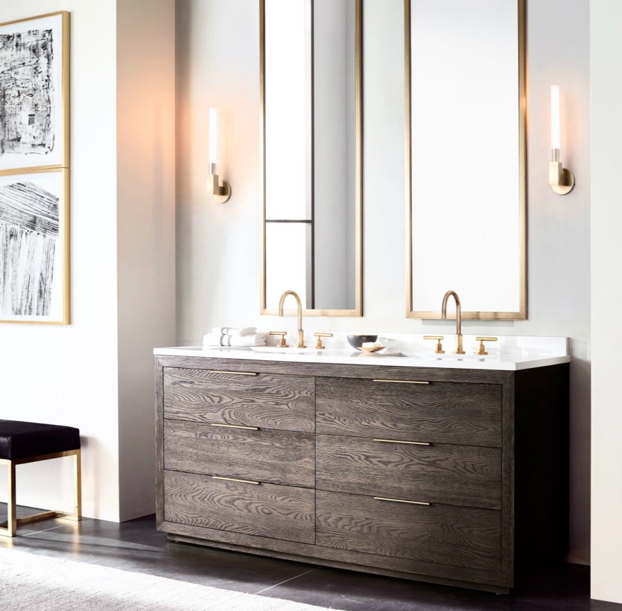 Sleek double vanity from RH Modern