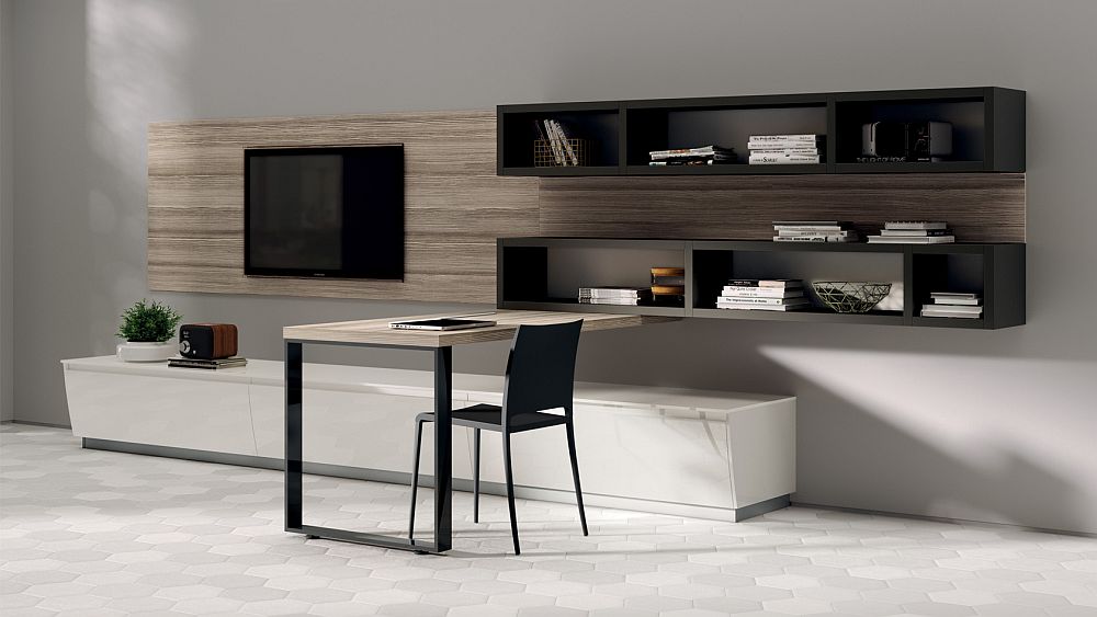 Smart desk design allows you to create a home workspace in the living room