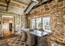 Stone wall dining room with cottage charm 217x155 Fitting in with Every Style: Gorgeous Dining Rooms with Stone Walls