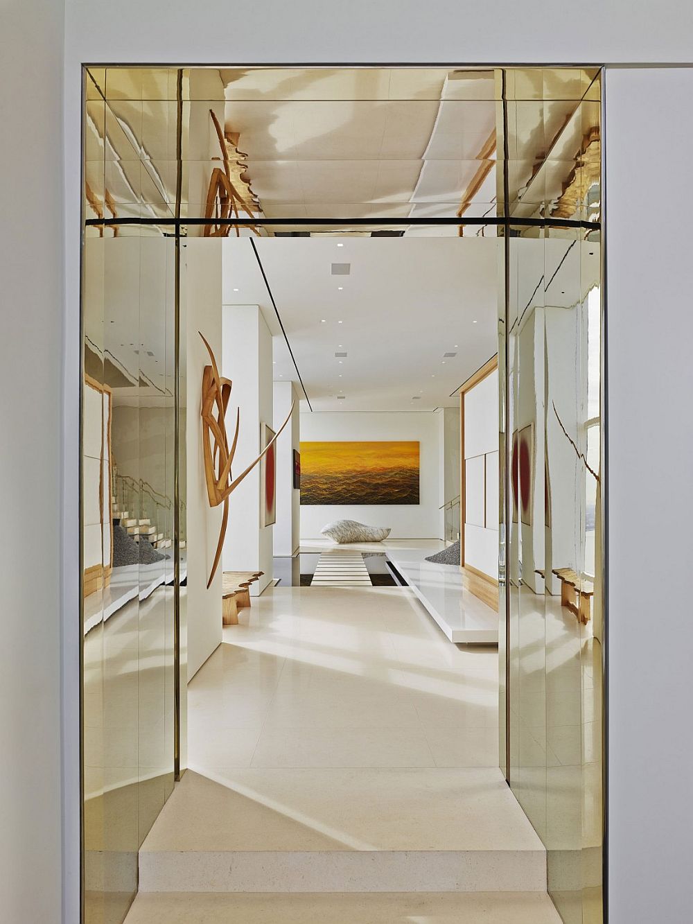 Stunning entrance of private apartment of the 90th floor of NYC high-rise with 360 degree views