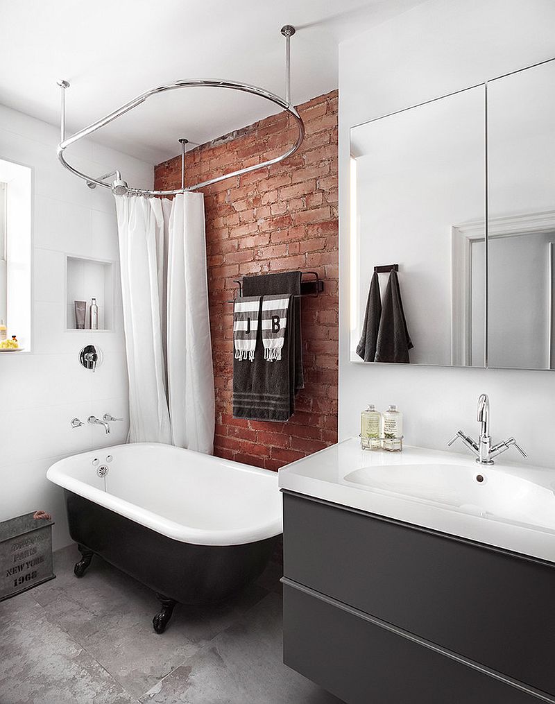 Stylish industrial bathroom with a dash of gray