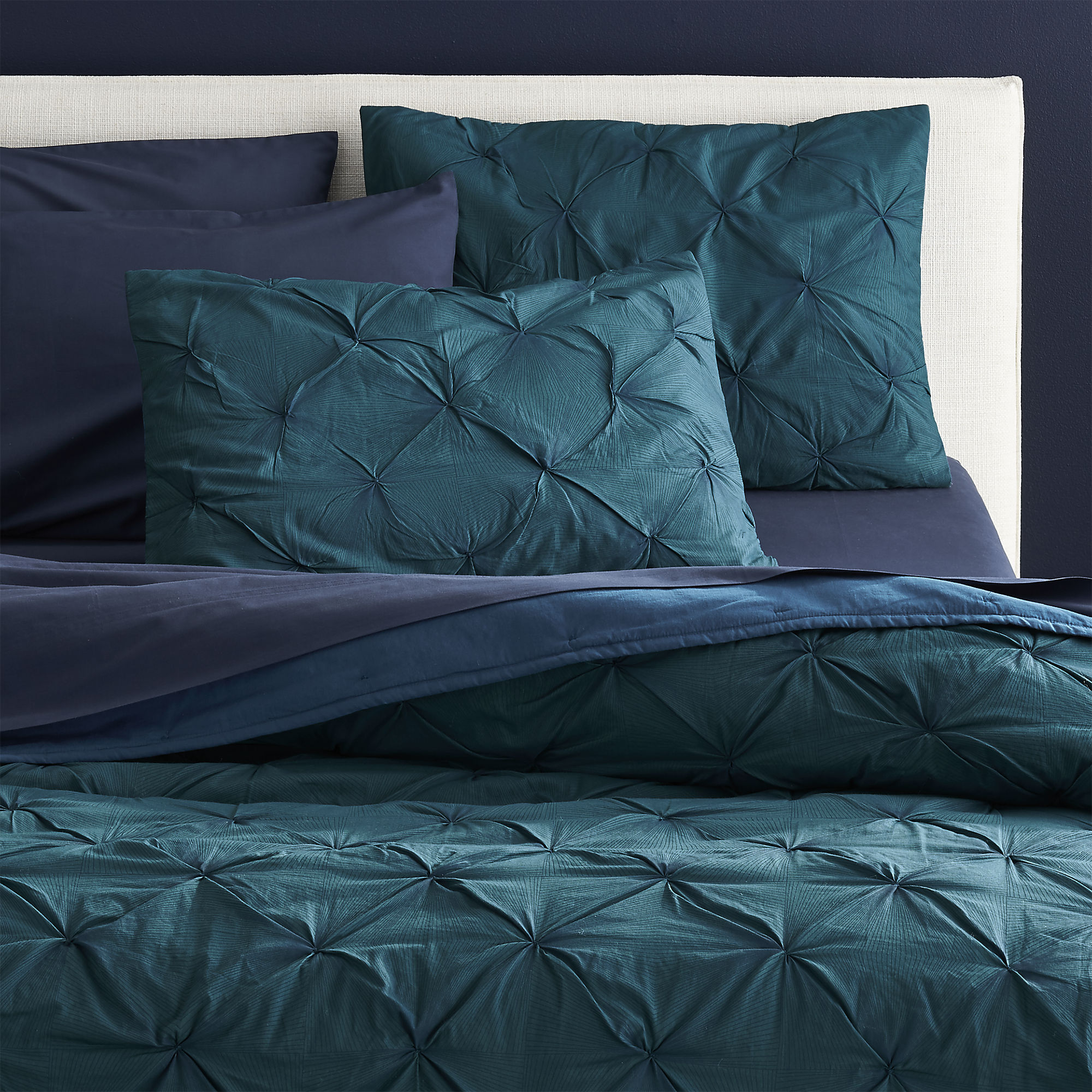 Teal bed linens from CB2