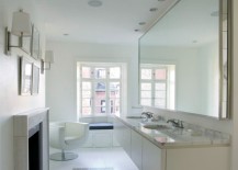 Townhome bathroom with modern seating 217x155 Bring Living Room Style to Your Powder Room