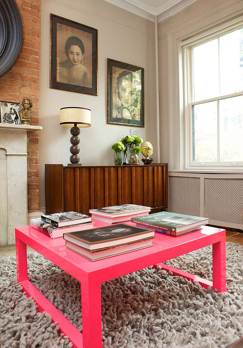 Trendy hot pink coffee table inspired by Abigail Ahern design