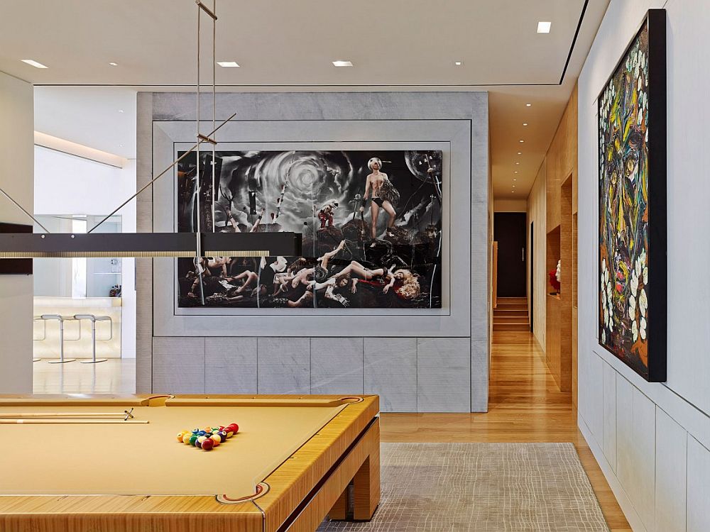 Wall art adds color and creativity to the spacious game room